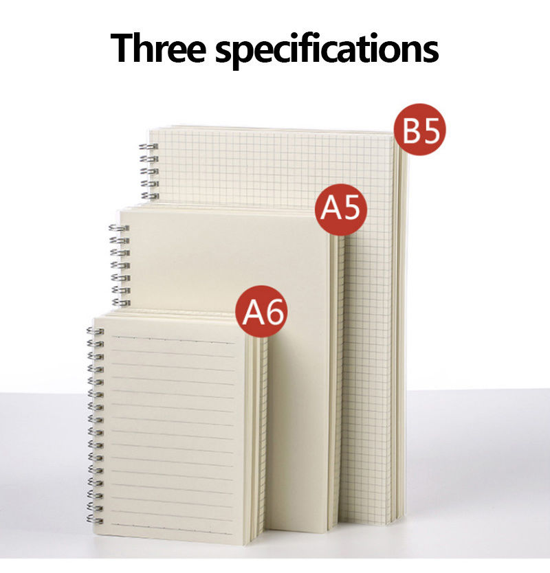 A5 A6 B5 Spiral Notebook Simple PP Cover Transparent Matte Line Grid Blank  Dot Notepad Diary