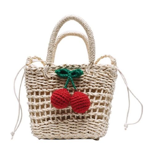 Summer Cherry Straw Crossbody Handbag