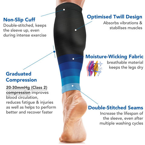 Calf Compression Sleeves for Men & Women (20-30mmhg) - Leg Compression  Sleeve for Running, Cycling, Shin Splints Support, Relieve Legs Pain,  Travel