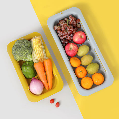 Colador Escurridor de Fregadero - Cesta para Lavar Verduras y Frutas, Escurrir Pasta Cocida - Extensible - Artículos de Cocina Esenciales