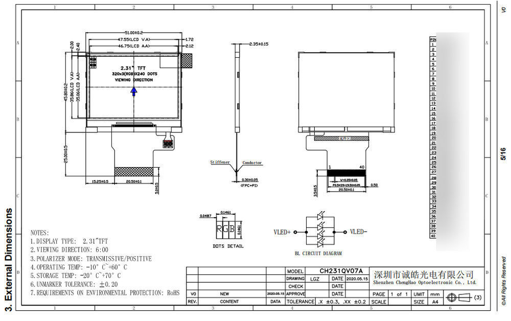 Oem/odm 3.2 Inch Full Color Display Screen 240x320 Resolution Tft Lcd ...