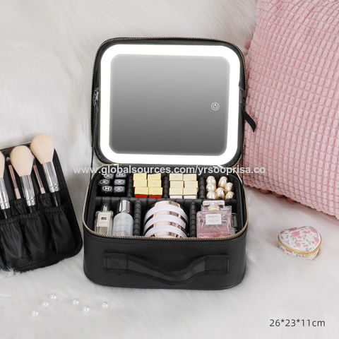 One Large Compartment Makeup Bag, Modern Style Pu Leather Women Portable  High Capacity Exquisite Cosmetic Storage Bag With Adjustable Compartments,  Home Travel Makeup Organizer