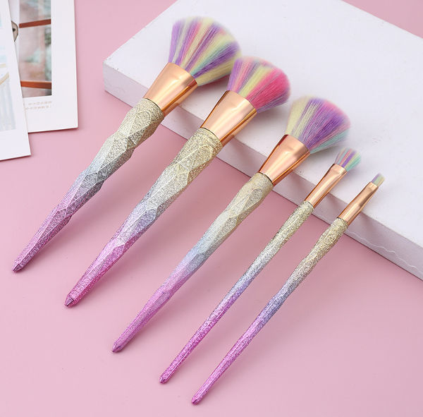 Personalised Pink Makeup Brush Set Diamonte Makeup Brushes Powder Blush  Face Concealer Foundation Highlighting Eyeshadow 