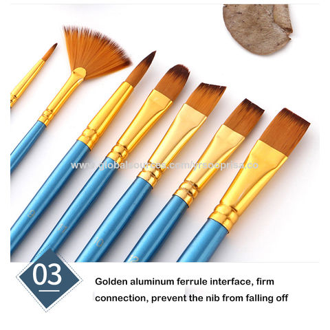 10pcs/set Bead Blue Watercolor Paint Brush Kit, Nylon Hair, Oil