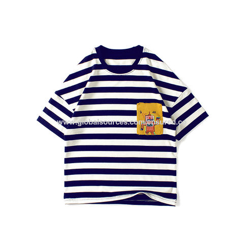 Venta al por mayor camisetas clásicas de algodón para niño con cuello redondo