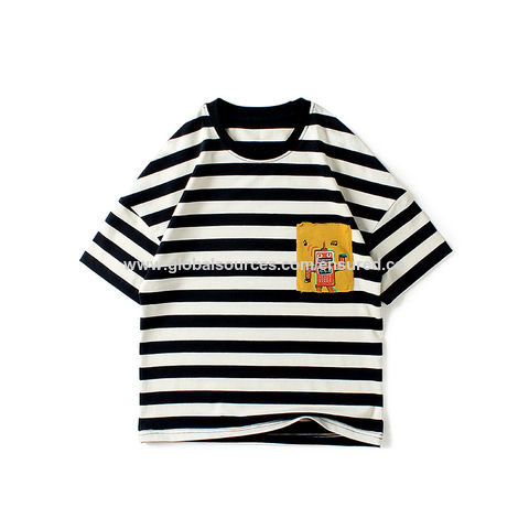 Venta al por mayor camisetas clásicas de algodón para niño con cuello redondo