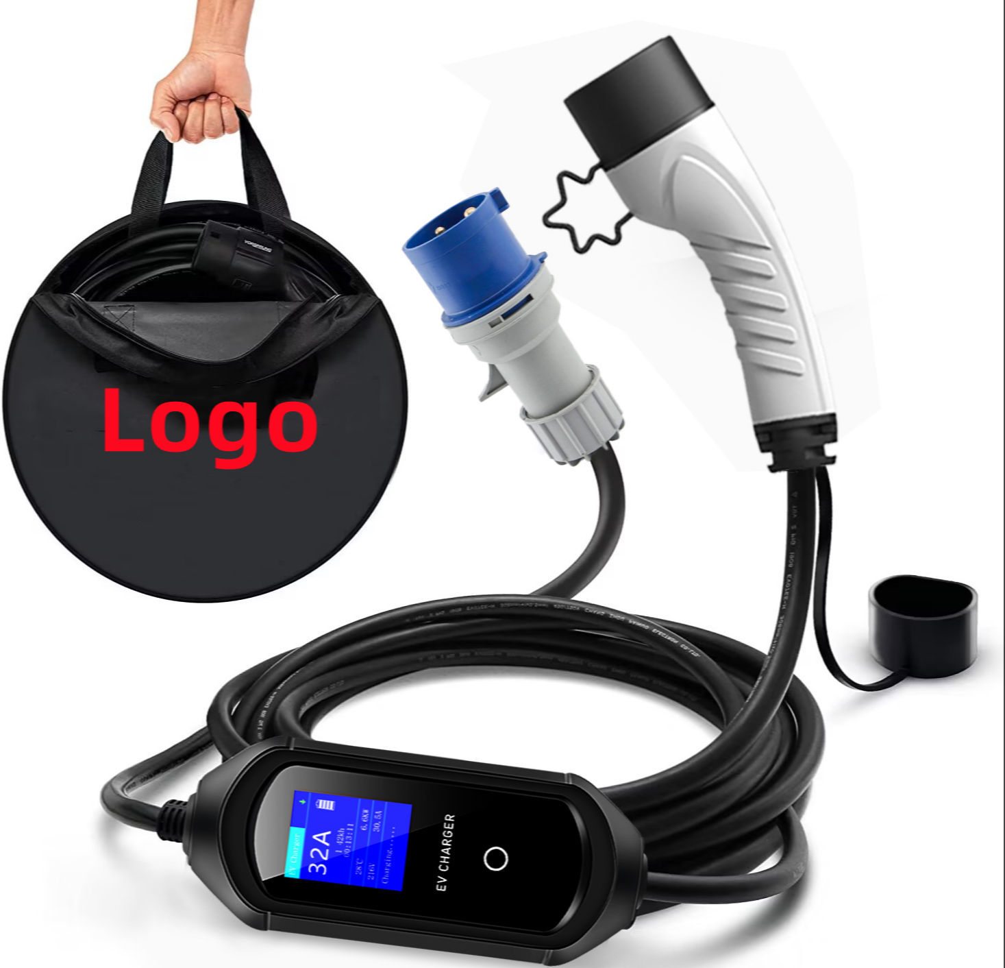 Buy Wholesale China Electric Ip65 Portable Ev Charger 32a 5m Cable 7kw Portable Ev Charging