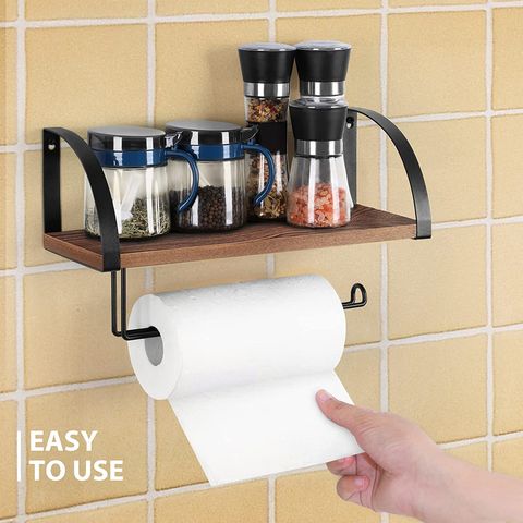 Wall Mounted Paper Towel Holder, Premium Bamboo Wood, Space Saver for  Kitchens 