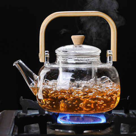 Blossom - Thickened High-grade Borosilicate Glass Heat-Resistant Teapot  With Wooden Handle
