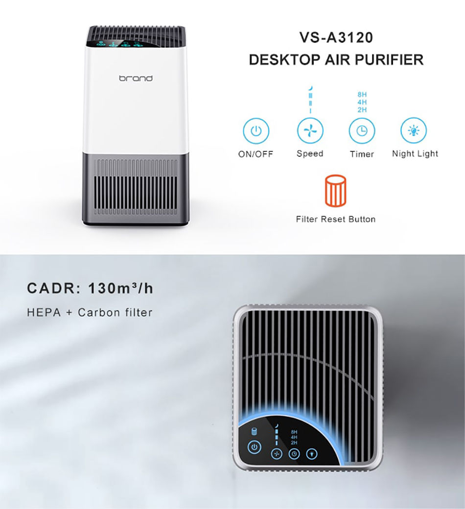 Household Air Purifiers Smoke Pet Hair Remover Desktop Air Cleaner Home