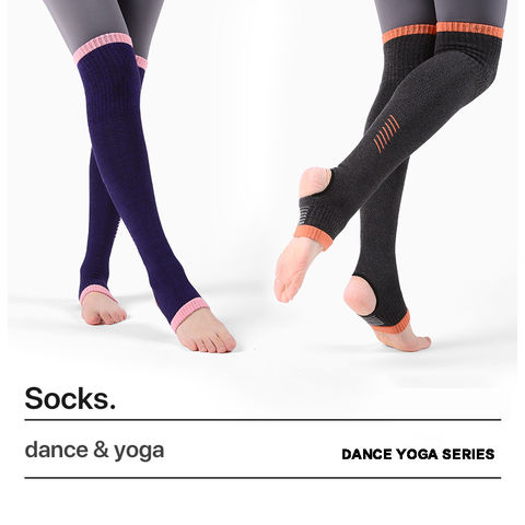 Long Tube Yoga Socks, Keep Warm In Winter And Anti-Skid, Dance Five-Finger Socks  Over The Knee Socks,Over The Knee Striped Navy Blue 