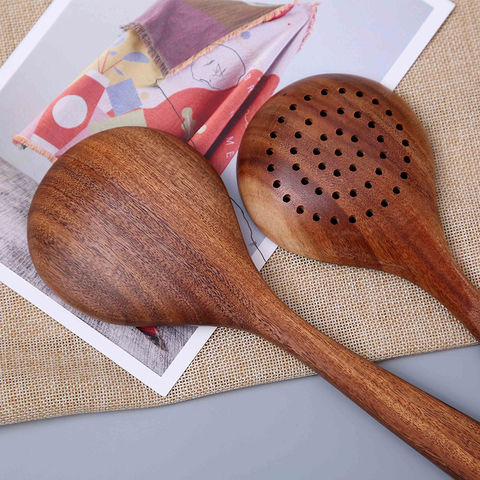 Juego de 5 cucharas de madera para cocinar, juego de utensilios de cocina,  cuchara antiadherente, utensilios de madera de acacia, espátula de cocina