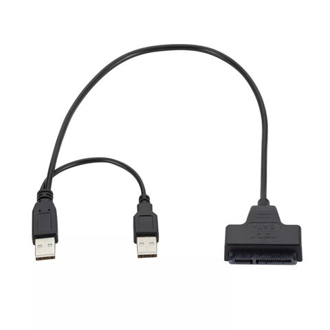 Câble Adaptateur Double USB 2.0 vers SATA 22 Broches pour Alimentation et Données - Prix Usine pour Connexion 3.0