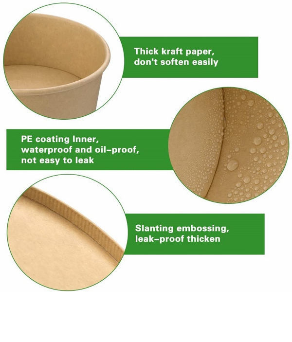 Buy Wholesale China Kraft Paper Salad Bowl Disposable Meal Prep ...