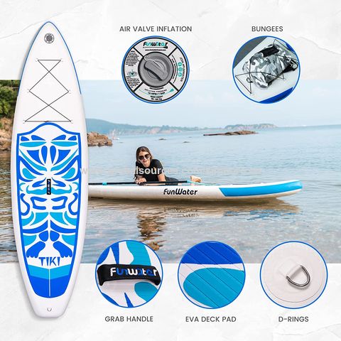 Juego de tabla de paddle surf hinchable azul 305x76x15 cm