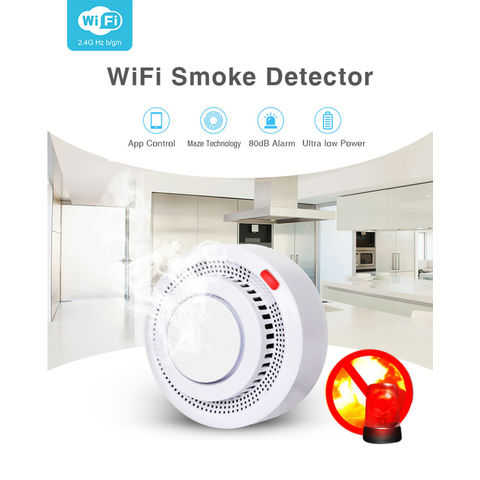 Tuya Mini Smart Wifi Détecteur de fumée avec alarme sonore