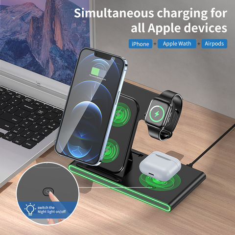 Modisches 3-in-1 Faltbares Kabelloses Ladegerät 15W Schnellladung für iWatch, Kopfhörer & Smartphones