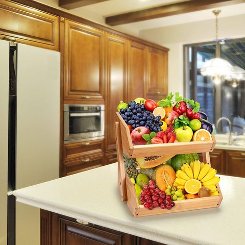 Bamboo Slotted Kitchen Cabinet Pantry Organizer Bin - Eco-Friendly