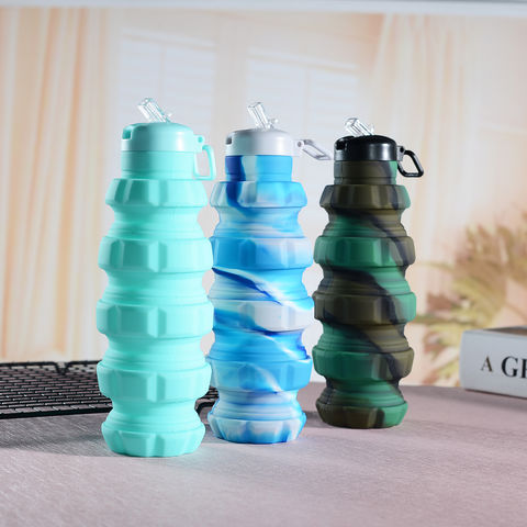 600ML foldable silicone water bottle, free of bisphenol A, triple leak  proof, fall resistant, lightweight, suitable for travel sports water cups,  portable foldable and retractable outdoor water bottles