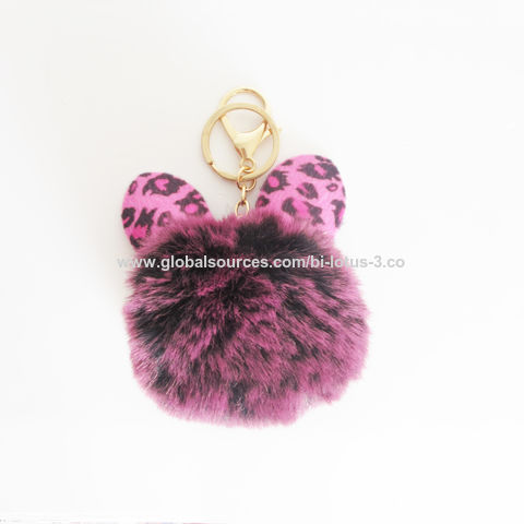 12 Pieces Colored Pom Pom Keychain Bulk Heart Fluffy Fur Puff Ball Key for  Women