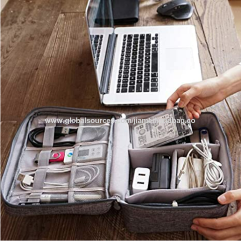 Organizador de electrónica dura, organizador de cables de viaje universal,  gran bolsa de almacenamiento de accesorios electrónicos para adaptador de