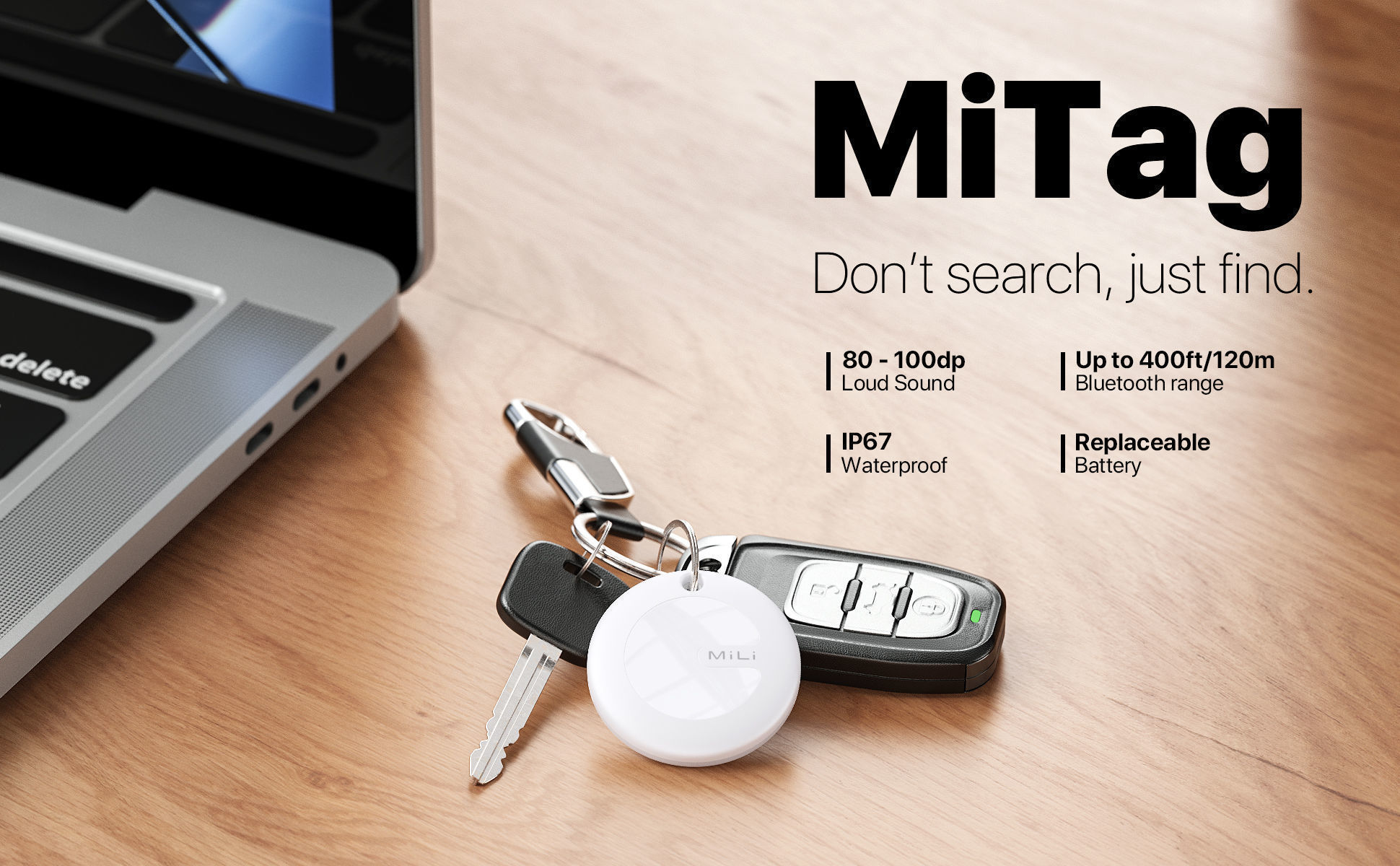 Mitag Key Finder Item Finders,MFi Certified Bluetooth GPS Locator Tracker  Anti-loss Device Works with Apple Find My