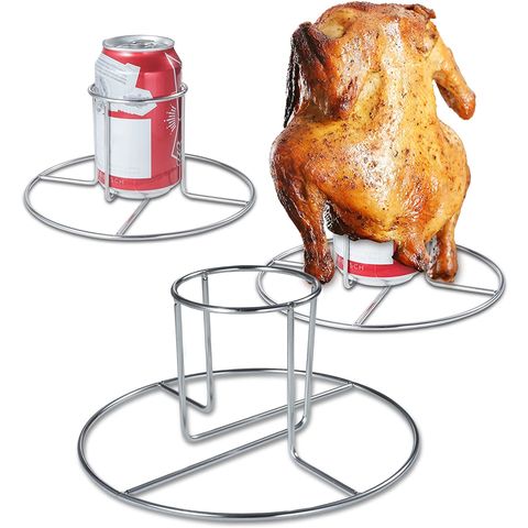 Vertical Skewer Grilling BBQ Rack Heavy Duty Roasting Drip Pan Chicken Roasting  Pan Beer Can Chicken