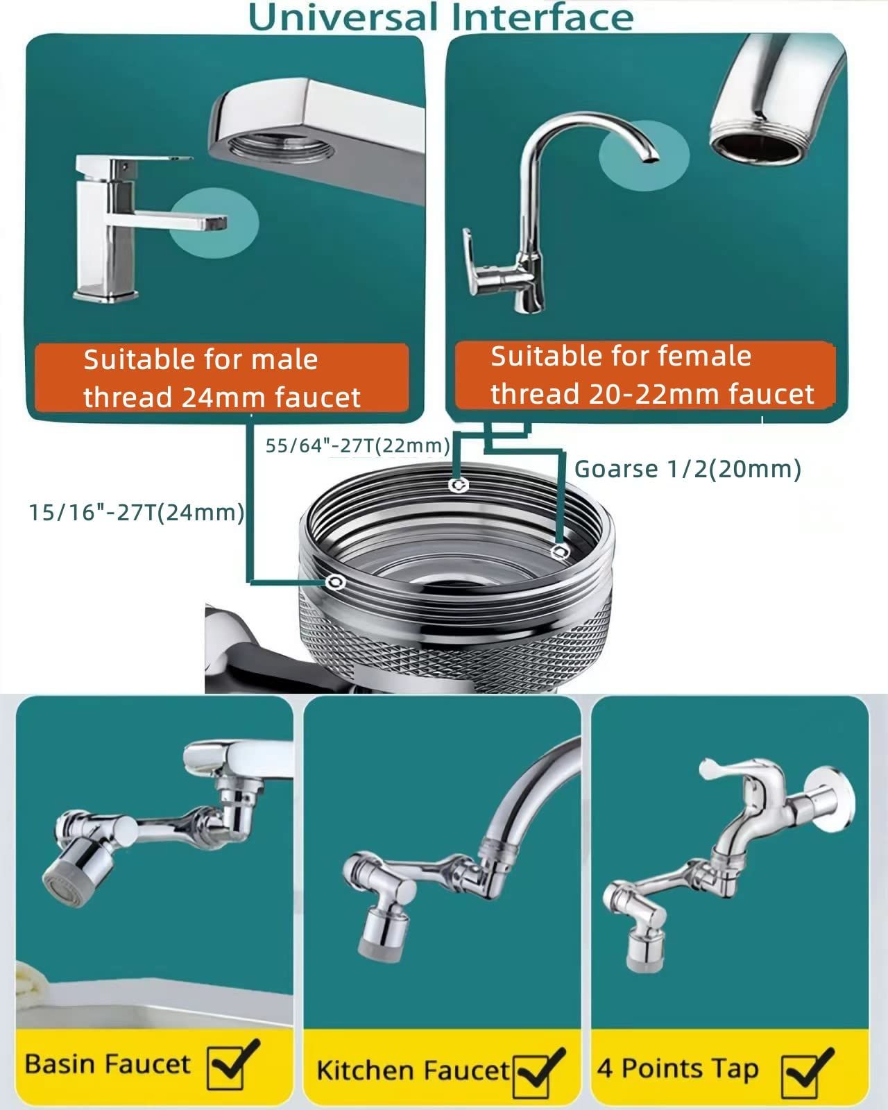 Wholesale Amazon Faucet Extender 1080° Rotating Universal Faucet