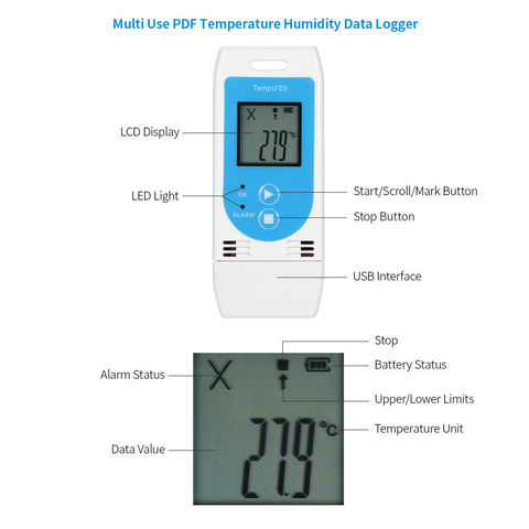 Thermomètre Enregistreur de Données USB - Enregistrement de Température  Réutilisable (32 000 Données), Vert