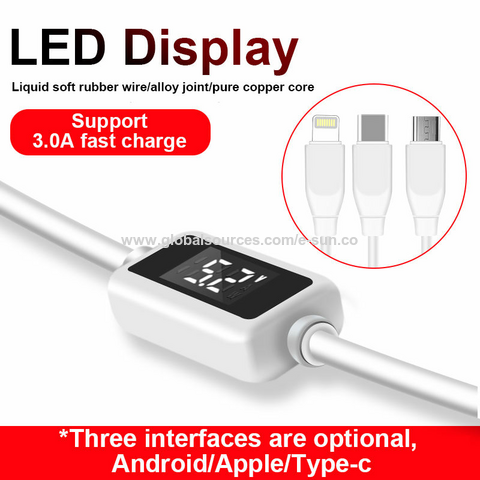 Nuevo diseño de cable de carga con pantalla para todo tipo de teléfonos móviles, cable adaptador micro USB