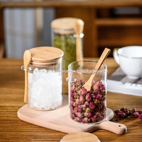 Botes de cocina Frasco de almacenamiento de alimentos hermético cuadrado de  vidrio de borosilicato alto para dulces de harina de té