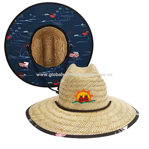 Wholesale Summer Under Brim Bottom Design Custom Printing America Sombrero  Beach Surf Lifeguard Straw Hat With Logo - Buy China Wholesale Straw Hats  Custom $1.98