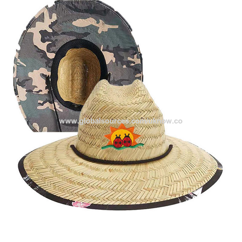 Custom Logo Woman Man Wide Brim Lifeguard Rush Straw Beach Sun Hat for  Surfing - China Custom Logo and Straw Hat Women price