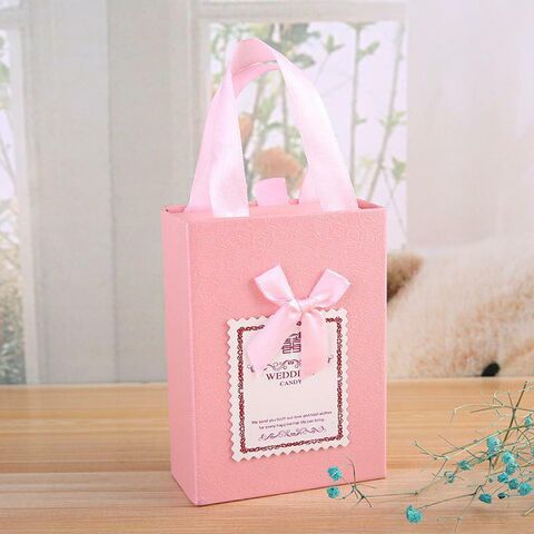 sac cadeau anniversaire en papier recycle rose