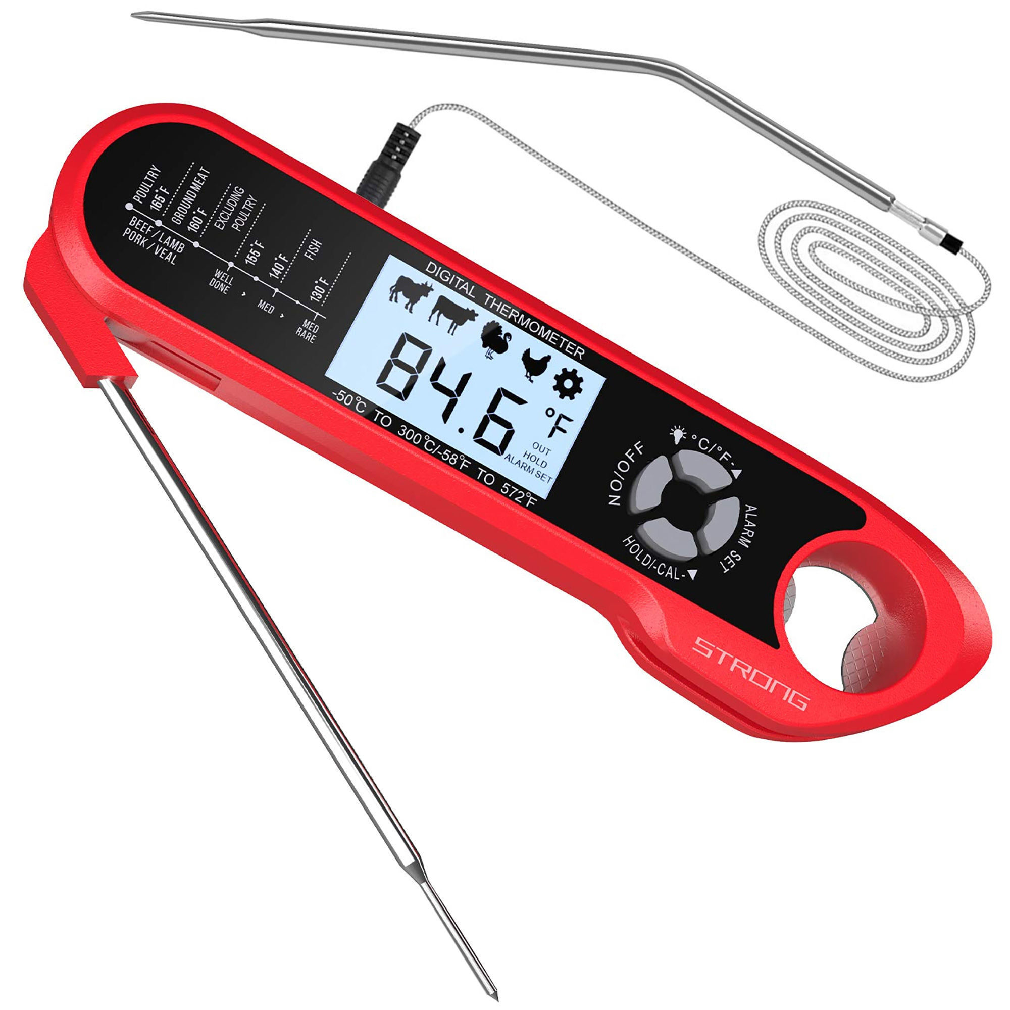 Digital Meat Thermometer Instant Read (2-4 seconds), Best Waterproof  Cooking Thermometer with Backlight & Probe, Meat Thermometers for Grilling