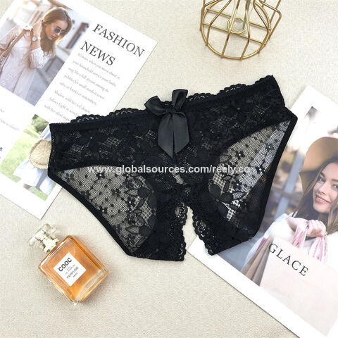 Buy Wholesale China Custom Black Sexy Lace Underwear Lady Sexy Transparent  Panty Mesh Underwear For Women Side Ties & Sexy Lace Underwear at USD 0.85