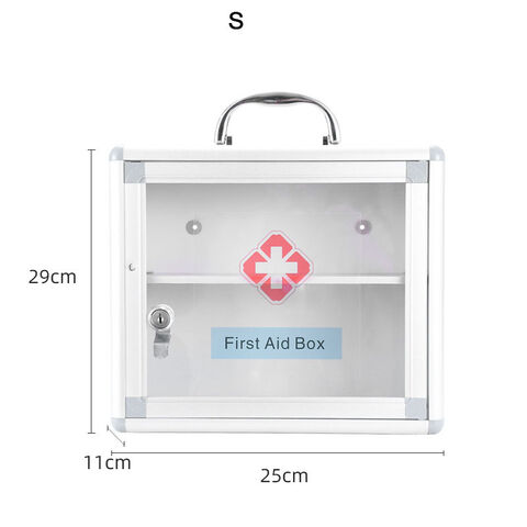 AQ Organizational Divided Metal Tin Caddy with Hinged Lid & Removable Tray,  Storage Box for First Aid, Medicine and Pharmacy Items, Crafting and