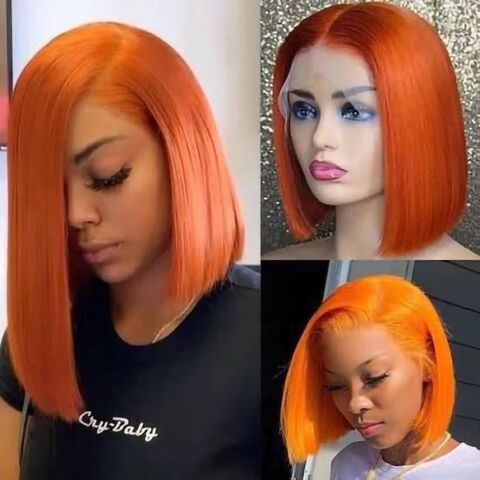 Bone Straight Short Bob Wig 4*4 Lace Closure Human Hair Wigs For