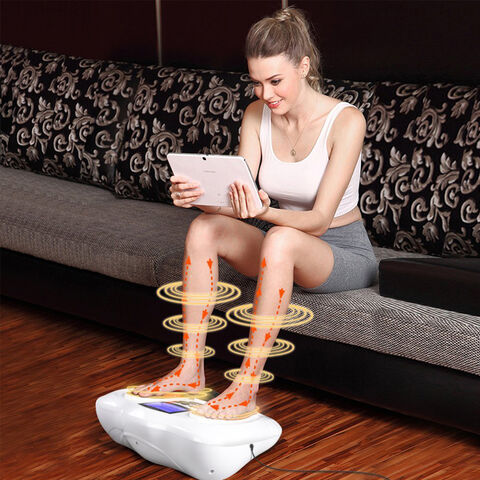 Masajeador de pies y pantorrillas, masajeador eléctrico de pies con  calefacción suave y función de vibración, inclinación ajustable y mangas  lavables