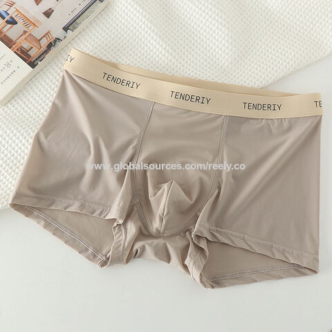 Men Open Crotch Cover Front Shorts Underpants Silk Smooth Boxer Briefs  Underwear