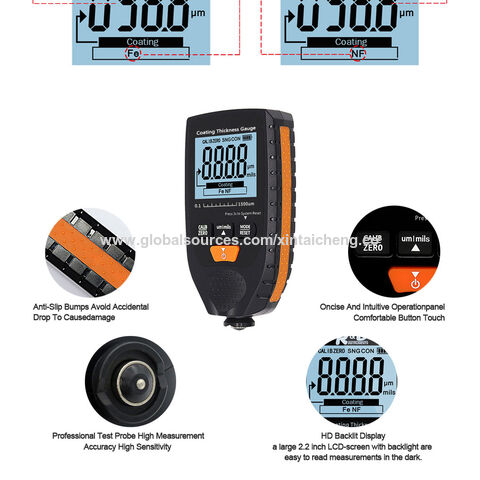 Automotive Paint Coating Thickness Gauge Black Measuring Range 0?2000UM