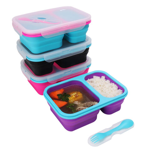 Cheap 650ml/350ml 3 Colors Bento Box Food Grade Useful Adult Lunch Box Set Thermal  Food Container