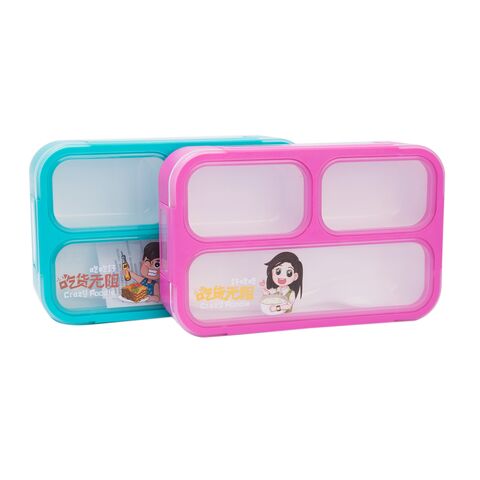 3 Grids Lunch Box with Fork Spoon Sauce Box Cutlery Holder