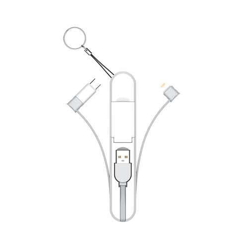 Cable de carga rápida 3 en 1 personalizado, cable USB de almacenamiento portátil