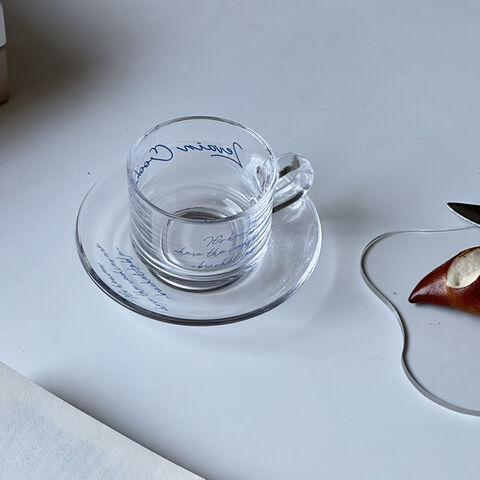  Gezzeny Vintage Glass Coffee Mugs 14 Oz Set of 2 Clear