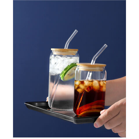 16oz Glass Cups with Lids and Straws 4pcs Set Coffee Bar Accessories Gifts  Cute