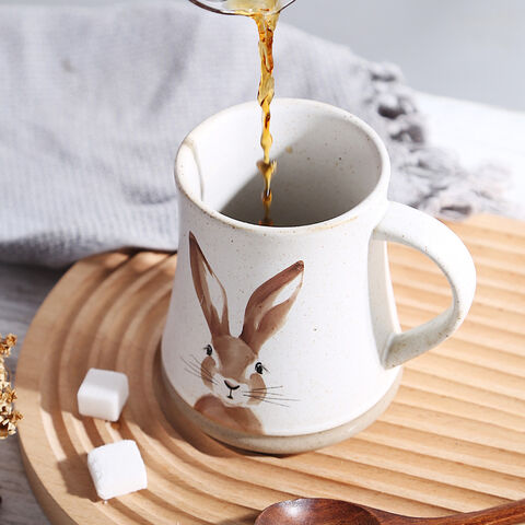 Taza de cerámica de conejo en relieve creativo, tazas de café