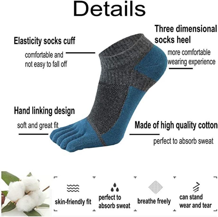 Buy Wholesale China Manufacturer Custom Cotton Casual Colorful Patterned  Ankle Sports Men's Five Finger Toe Socks & Sports Socks at USD 0.55