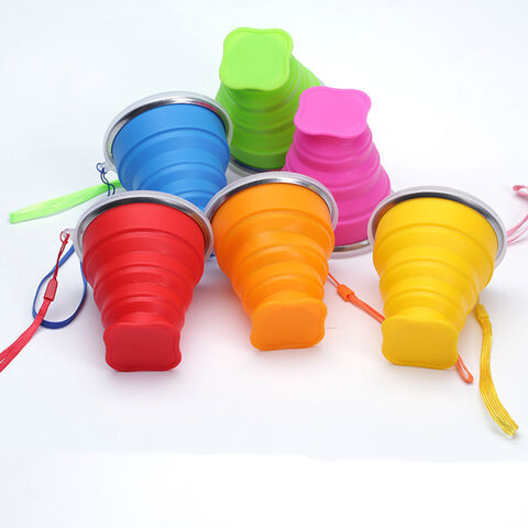 2 Pièces Rétractable Silicone Gobelet Tasse Pliable en Silicone Coupe de  Voyage Pliable avec couvercle en plastique pour les Pique-niques, le  Camping