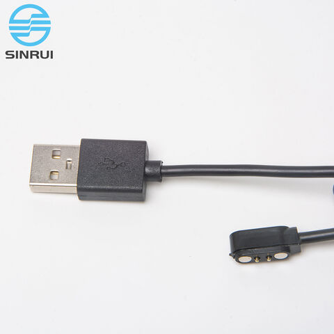 Cabo de carregamento magnético destacável direto da fábrica e cabo de dados magnético com pino Pogo para relógio inteligente e telefone